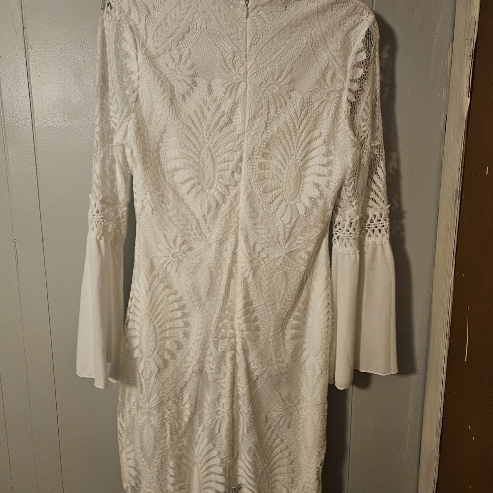 Chic White Lace Long Sleeve Dress - Picture 2 of 14